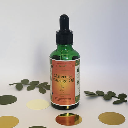 Maternity Massage Oil in Green and Golden confetti